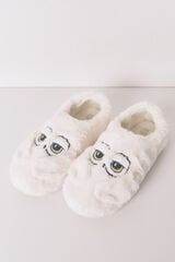 Women'secret Pantuflas blancas "Hedwig" 3D marfil