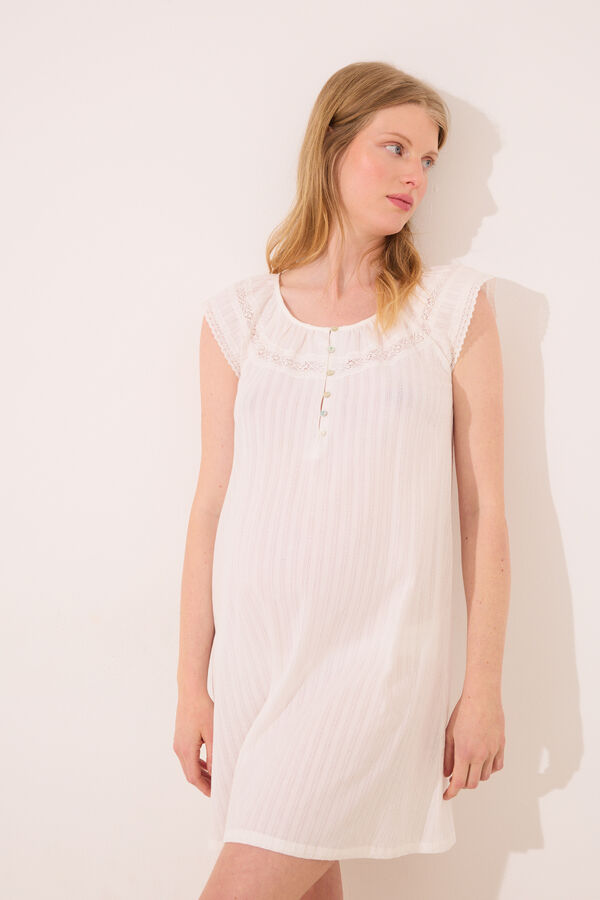 Womensecret Camisón de premamá de algodón color marfil marfil