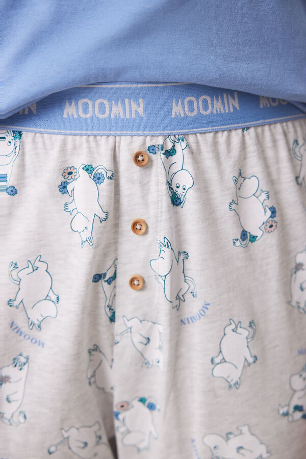 Womensecret Pijama larga Capri 100% algodón Moomin azul