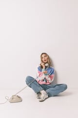 HI&BYE Sudadera color block de felpa de algod&oacute;n azul