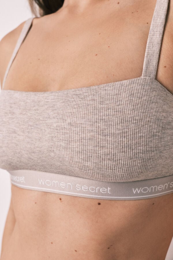 Women'secret Brasier top acanalado de algod&oacute;n caf&eacute; nude