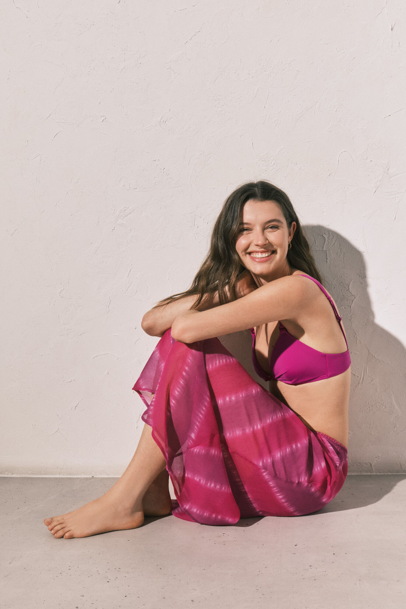 Women'secret Falda midi de crep&eacute; estampado tie dye