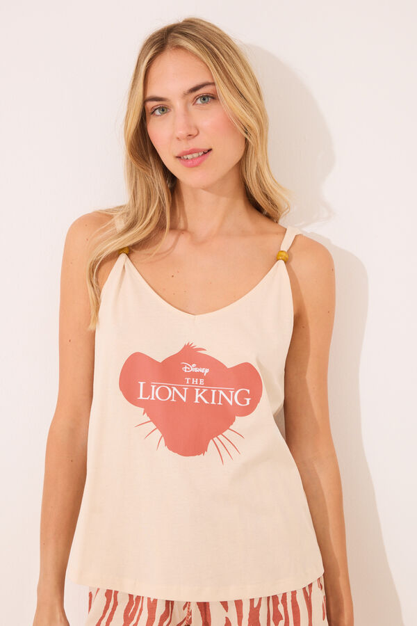 Womensecret Pijama corta con estampado del Rey León café