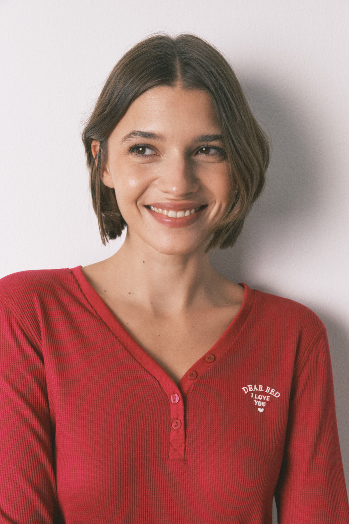 Women'secret Playera manga larga waffle rojo