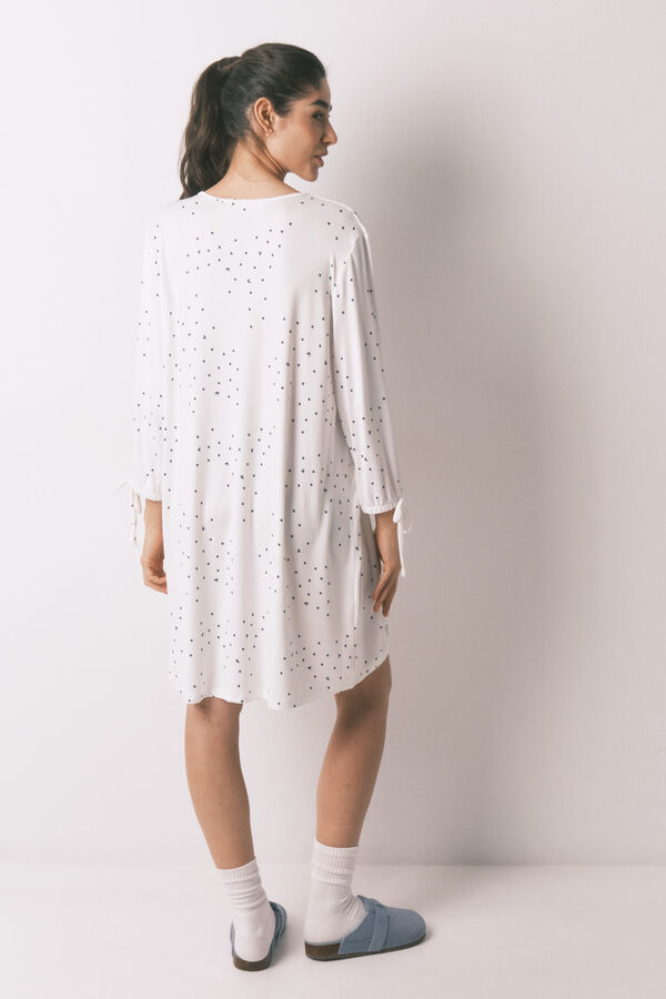 Women'secret Camis&oacute;n midi estampado de p&aacute;jaros blanco blanco