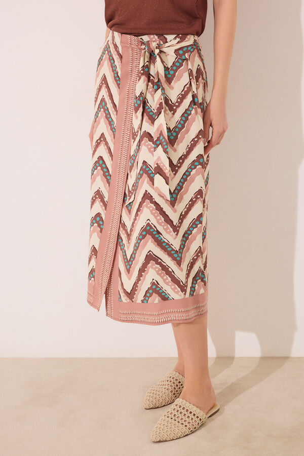 Womensecret Pareo midi con estampado tribal café