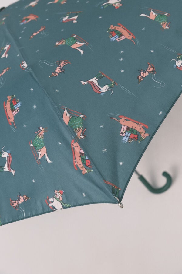 Women'secret Funda para paraguas con dise&ntilde;o de perro en 3D verde