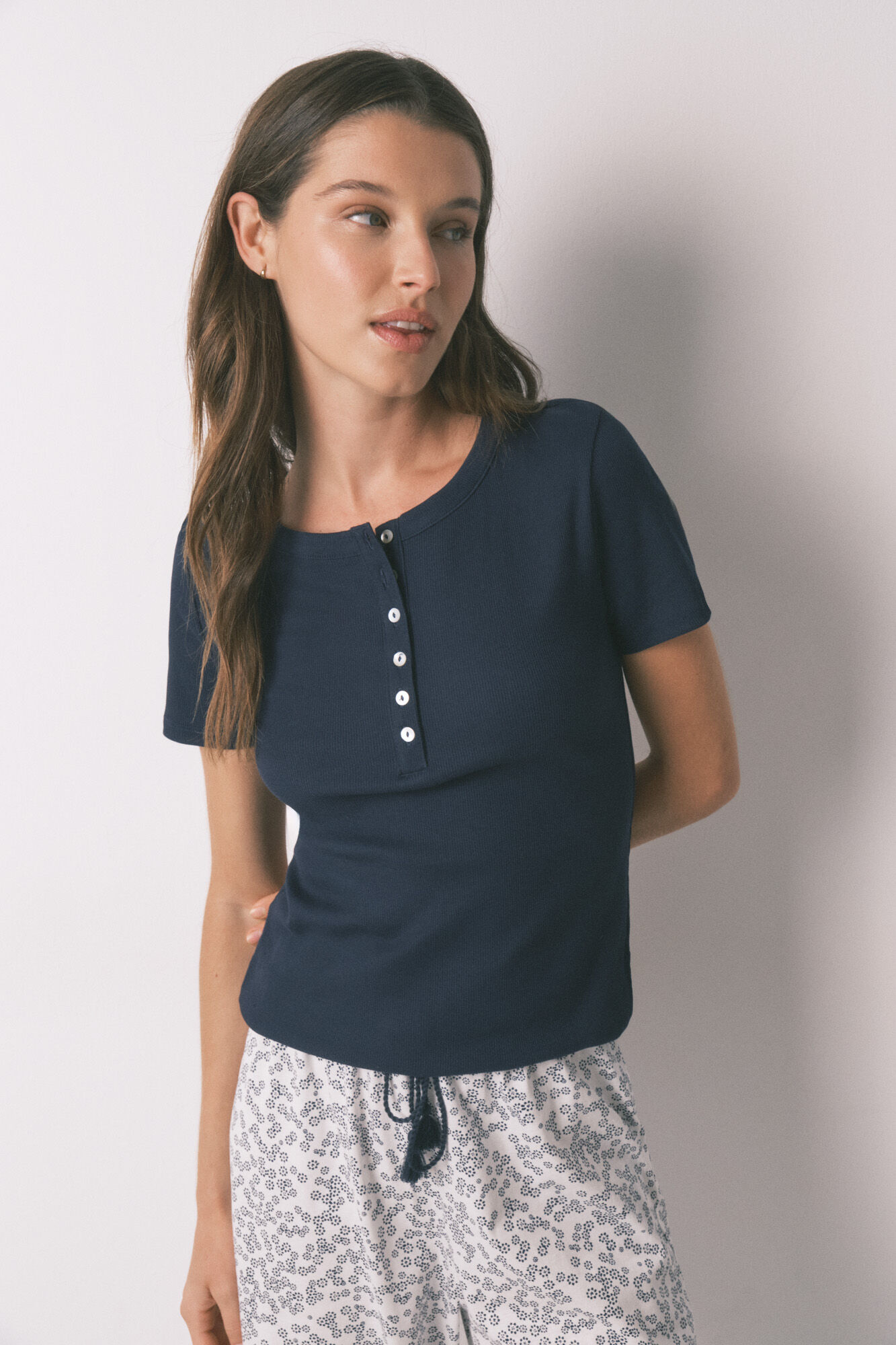 Women'secret Playera manga corta de algod&oacute;n azul
