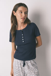 Women'secret Playera manga corta de algod&oacute;n azul