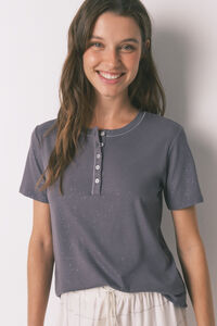 Women'secret Playera de viscosa gris brillante de manga corta