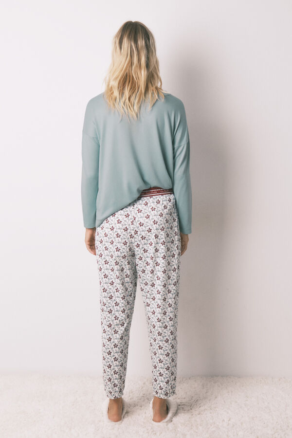 Women'secret Pantal&oacute;n largo 100% algod&oacute;n con estampado floral estampado