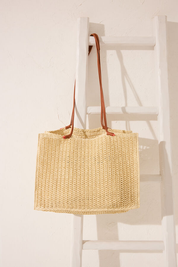 Womensecret Bolsa grande de rafia , bolsa café