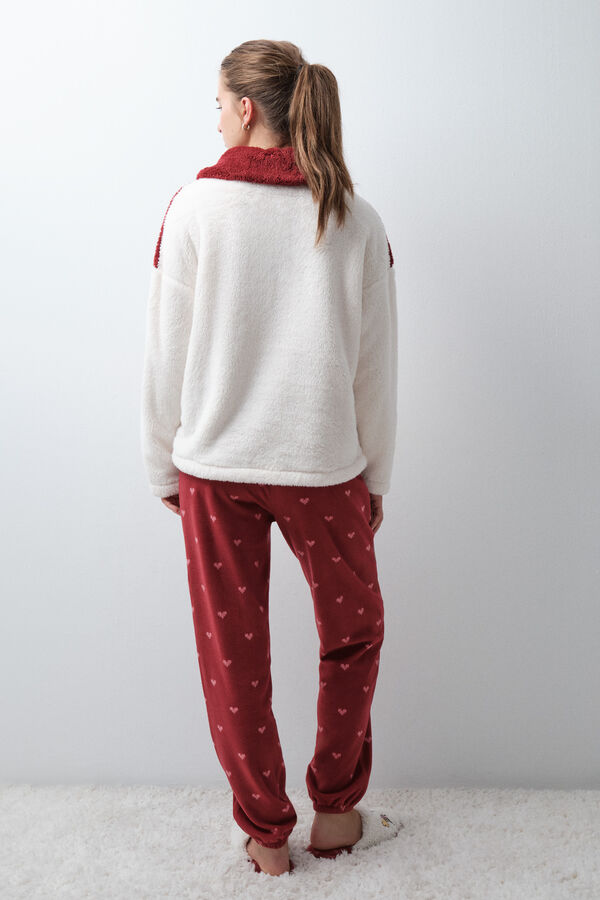 Women'secret Pijama larga fluffy y polar Snoopy marfil