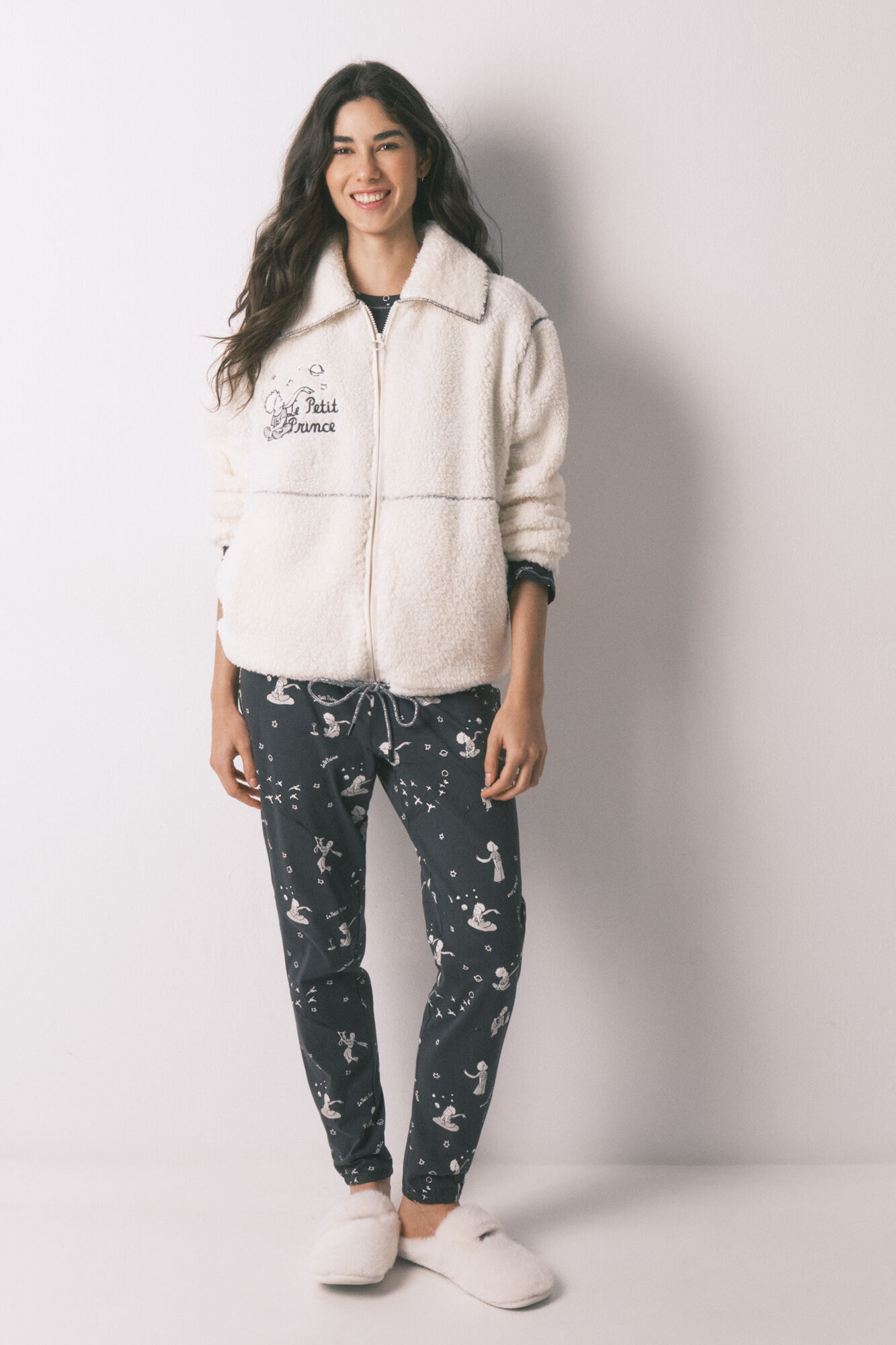 Women'secret Bata corta estampado El Principito de sherpa blanca