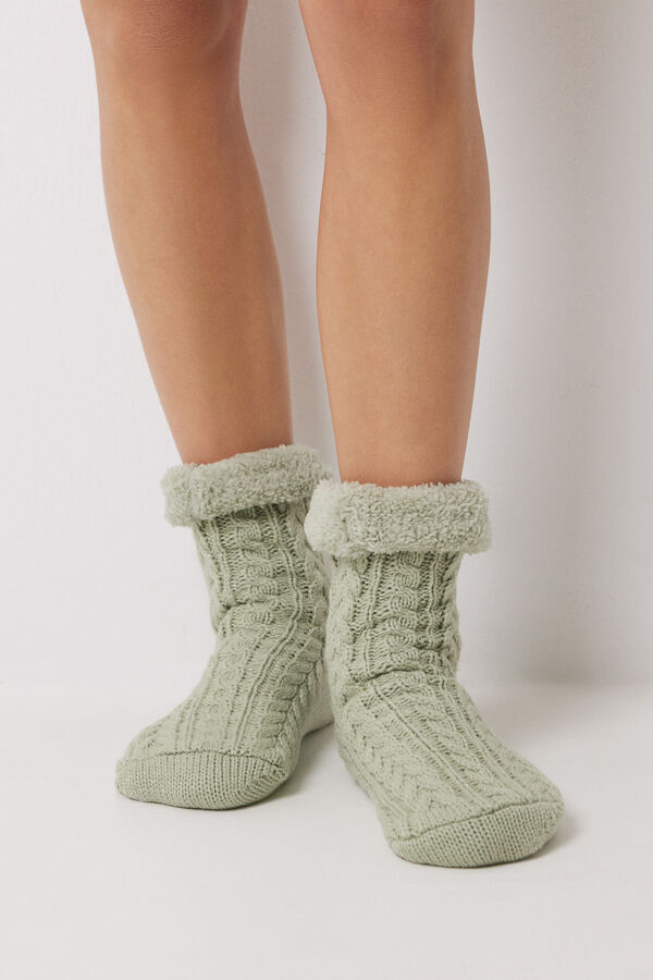 Womensecret Calcetines bota pelo verde verde