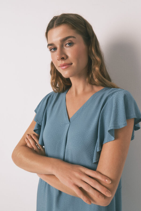 Womensecret Camisón midi holgado con estampado floral verde verde
