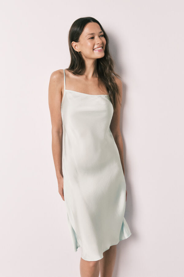 Women'secret Camis&oacute;n midi de tirantes de sat&eacute;n verde verde