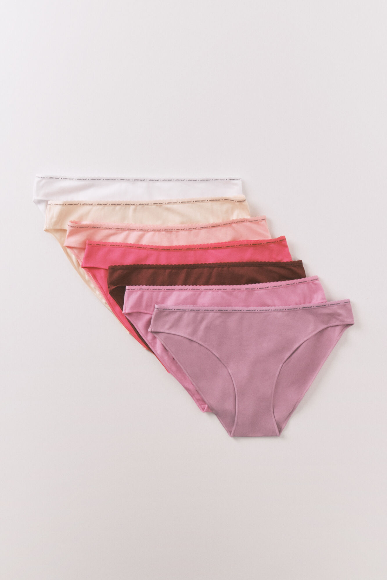 Women'secret Pack 7 panties cl&aacute;sicas de algod&oacute;n rosa