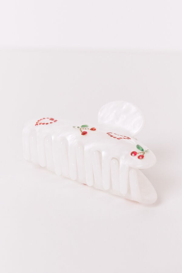 Women'secret Pinza marmoleada con brillos blanca blanco