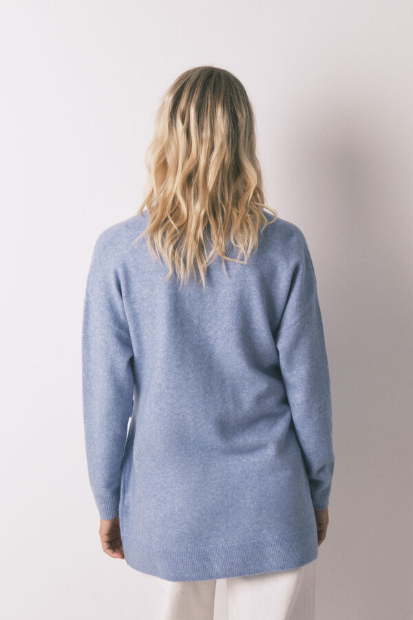 Women'secret Bata midi de tejido azul azul