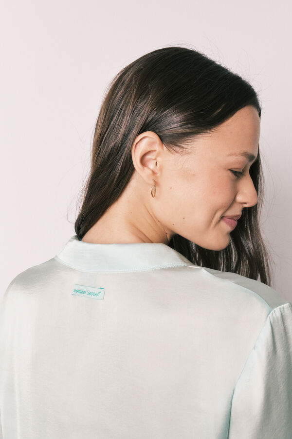 Women'secret Pijama camisera larga de sat&eacute;n verde verde