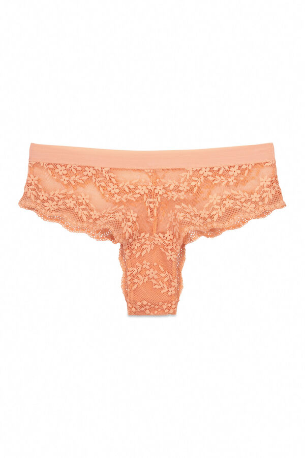 Womensecret Panty brasileño ancha en color naranja melocotón naranja
