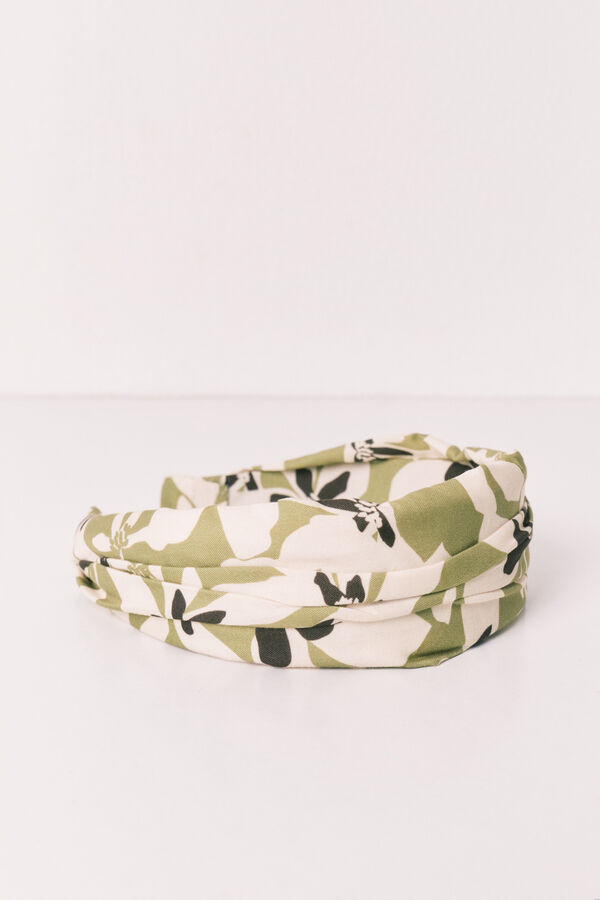 Women'secret Diadema para el pelo con estampado de flores verde estampado