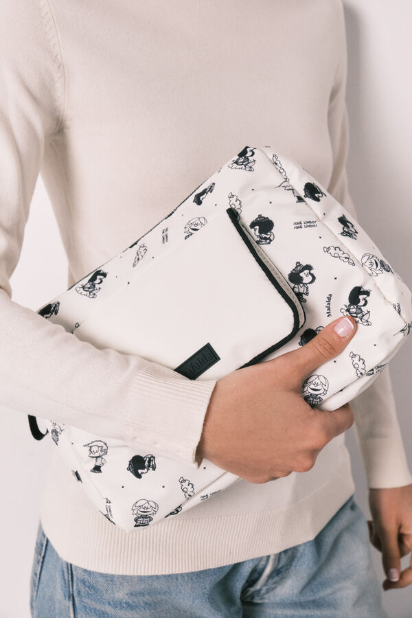 Women'secret Neceser grande de nylon blanco Mafalda marfil