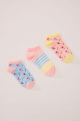 Womensecret Pack de 3 calcetines short con estampado de playa estampado