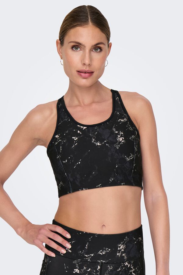 Only Play Brasier deportivo reversible negro/ estampado negro