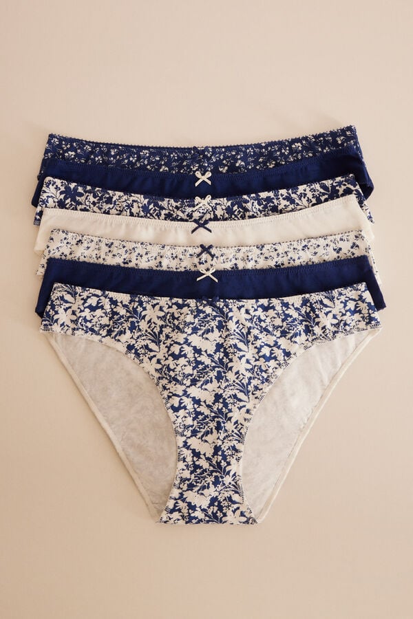 Womensecret Pack 7 panties algodón azul marino azul
