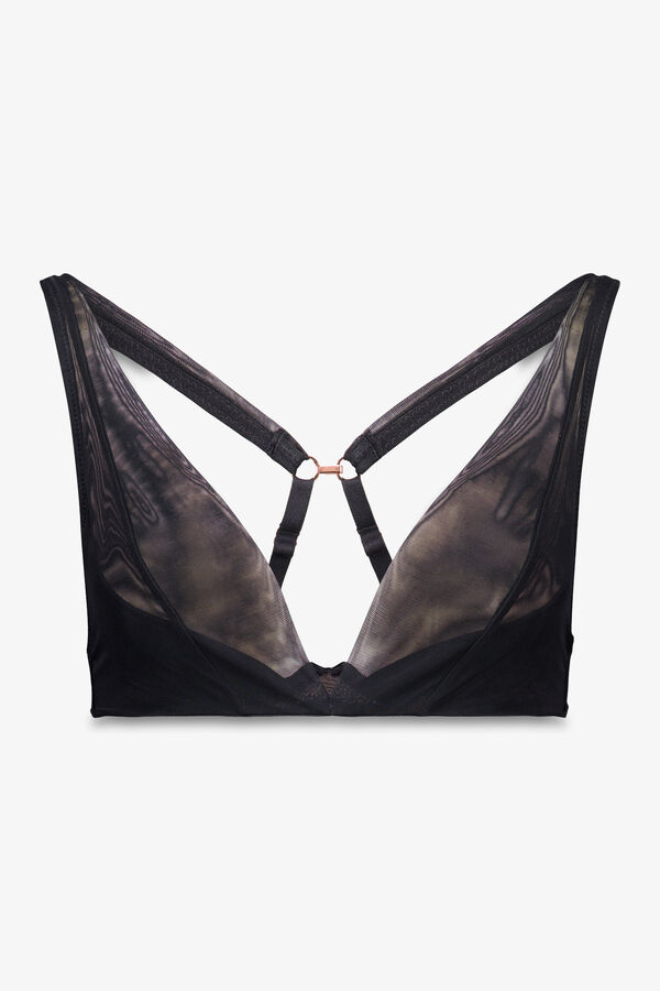 Women'secret Brasier cuello halter de tul negro con cierre especial  negro