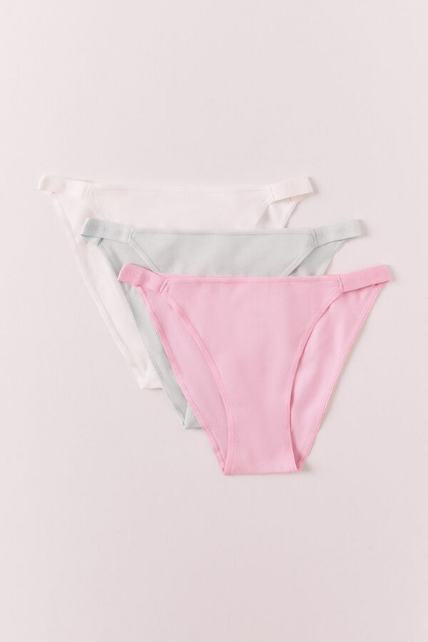 Women'secret Pack de 3 panties cl&aacute;sicas de algod&oacute;n con logo blanco