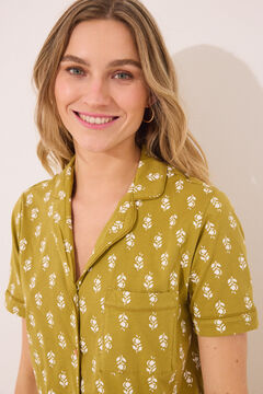 Womensecret Pijama camisera color caqui 100% algodón con estampados estampado