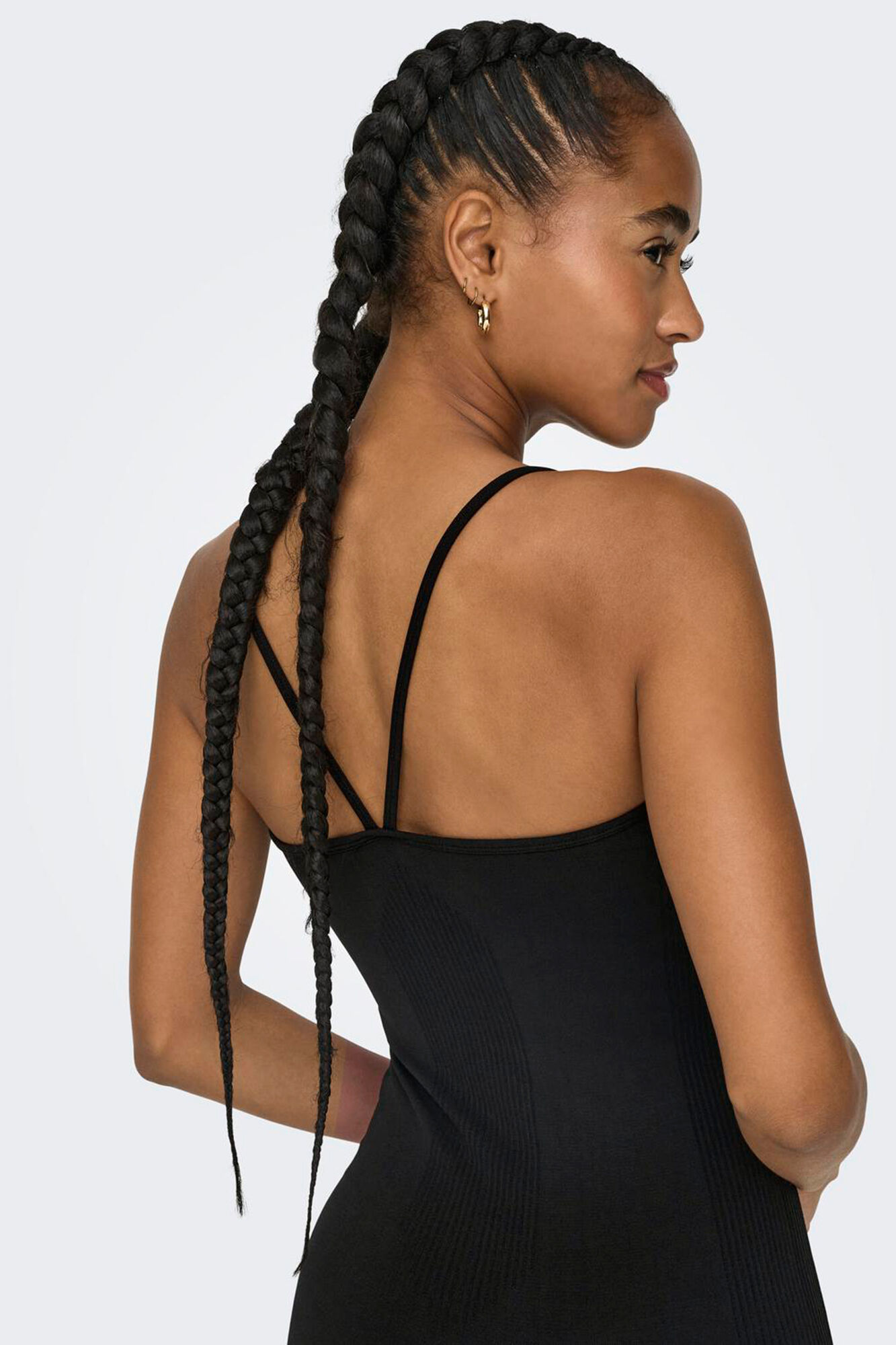 Only Play Jumpsuit negro sin costuras con tirantes acanalados