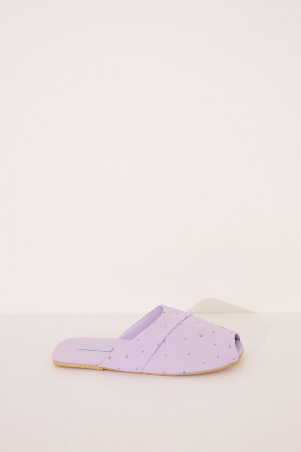 Womensecret Pantuflas para casa de pedrería de color rosa lila morado/lila