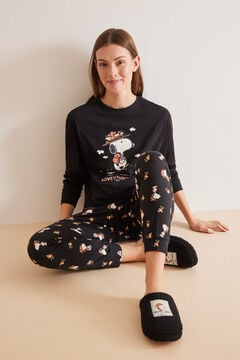 Womensecret Pijama 100% algodón Snoopy negra gris