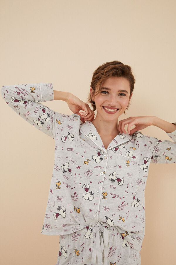 Womensecret Pijama camisera 100% algodón Snoopy gris gris