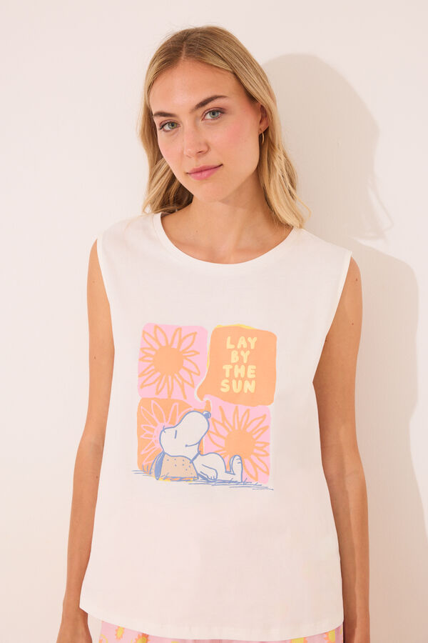 Womensecret Pijama corta suelas de Snoopy  marfil