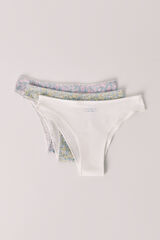 Women'secret Pack de 3 panties brasile&ntilde;os de algod&oacute;n estampado de flores estampado