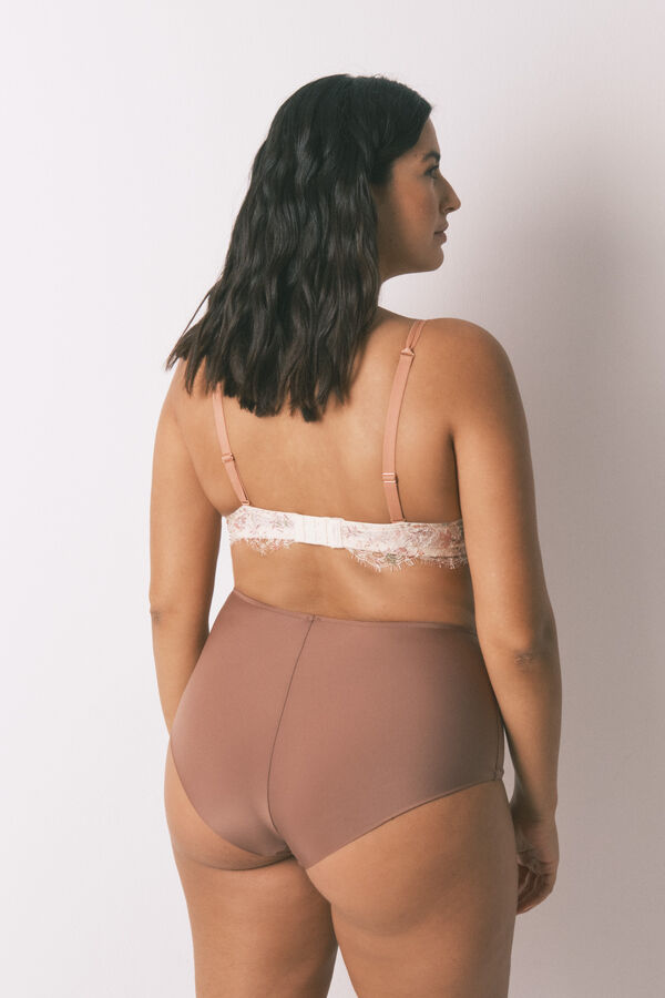 Women'secret Panty alta clásica de microfibra marrón café