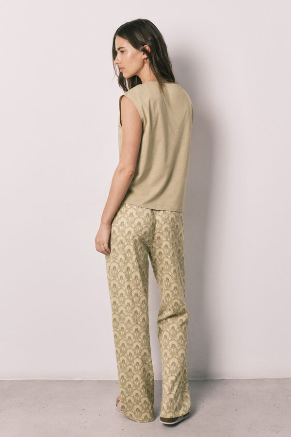 Women'secret Pijama larga de algod&oacute;n con nudo kaki