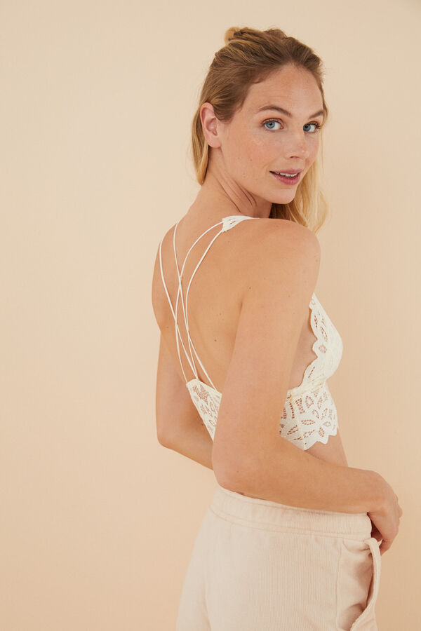 Womensecret Bralette encaje halter beige marfil