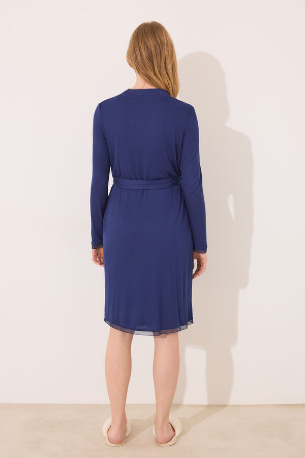 Womensecret Bata premamá de soft touch en color azul azul