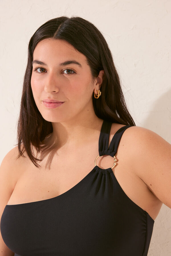 Womensecret Traje de baño negro asimétrico moldeador negro