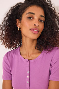 Womensecret Playera de manga corta de canalé morado morado/lila