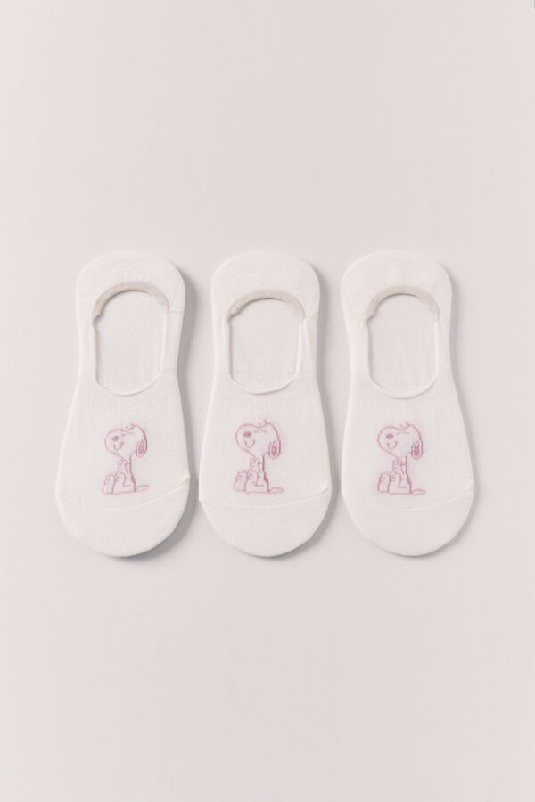 Women'secret Pack 3 calcetines invisibles estampado Snoopy gris