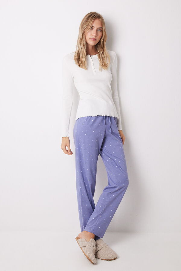 Womensecret Pijama larga algodón estrellas marfil