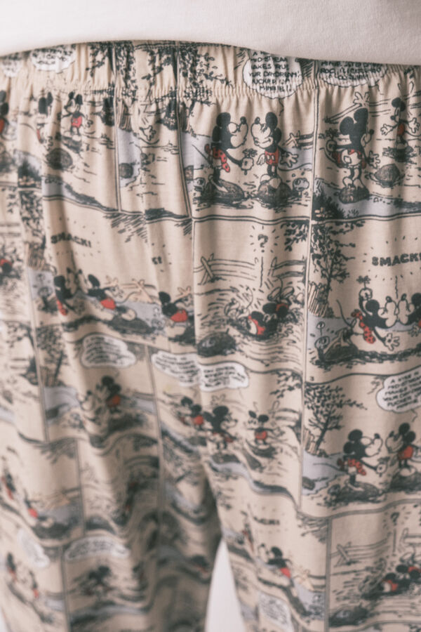 Women'secret Pijama larga blanco de Mickey Mouse 100% algodón marfil