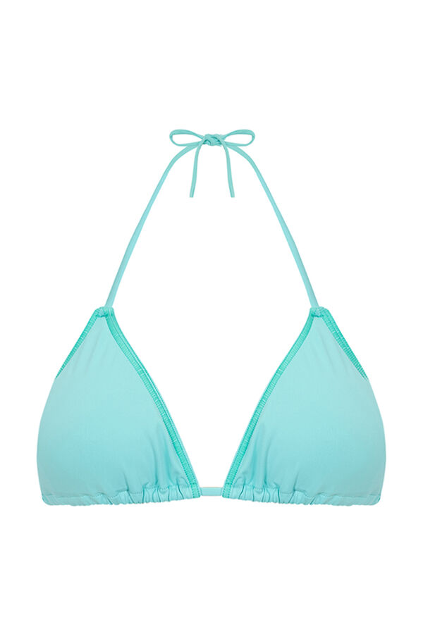Womensecret Top de bikini triangular con cortina color turquesa verde